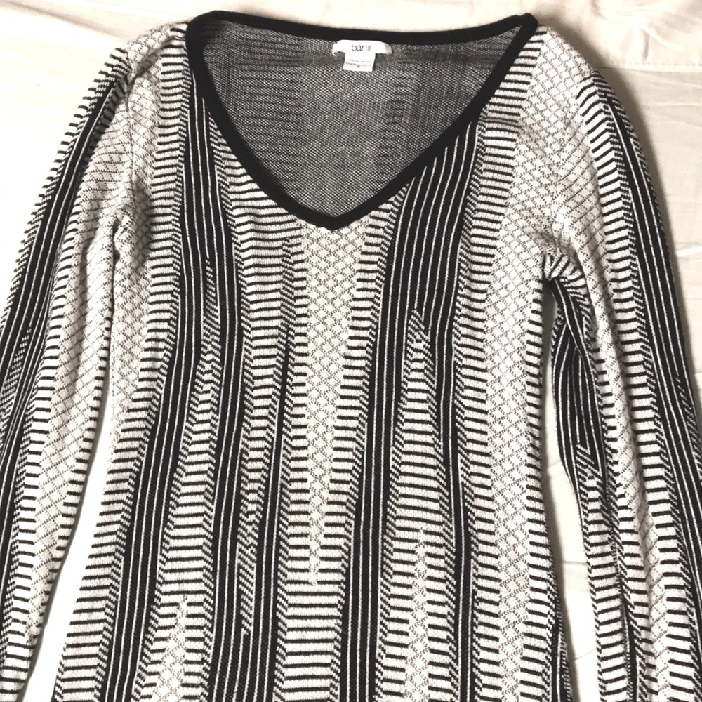 Black/white bodycon sweater dress 100% rayon